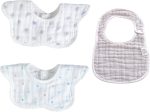 Baby Waterproof Bibs with Food Scraps Catcher Pocket Soft Adjustable Snaps Feeding Bibs For Infants Toddlers Boys and Girls